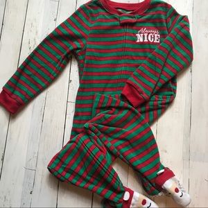 Carter’s Fleece Striped Holiday Footed Pajama, 3T